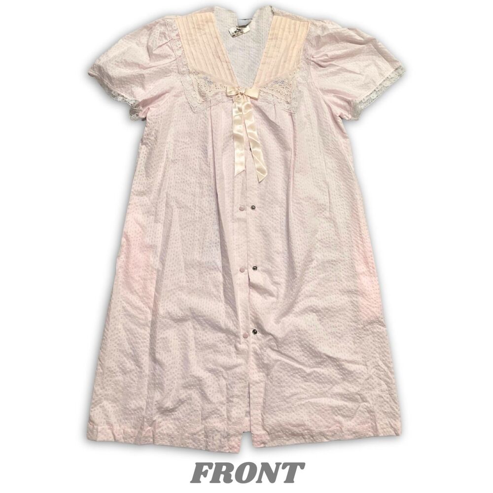 Vintage NWT Gilligan & O'Malley Light Pink Button Down Nightgown, Size 12/14